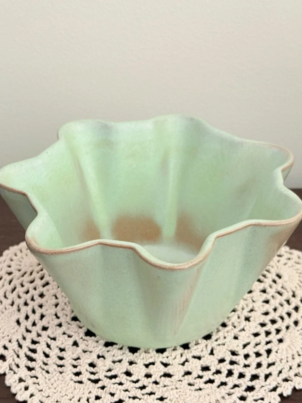 Vintage Frankoma Art Pottery F33 Prairie Green Fluted Planter Bowl